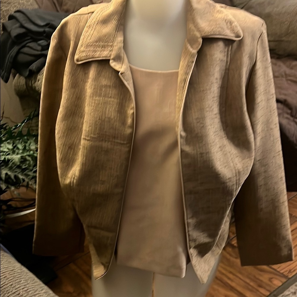 Tan Textured Blazer with Tailored Fit